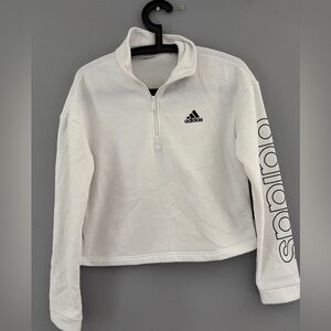 Adidas White Pullover with Black Logo and Sleeve Detail